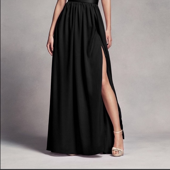 ❤️WHITE By Vera Wang One Shoulder Black Belted Maxi Dress - Picture 2 of 9